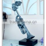 Art Deco Large Music Musician saxophone Player Jazz silver Figurine Statue