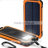 New Arrival Double Output 8000mah Solar Battery Charger led power bank for Mobile Phone with led camping light