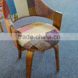Colorful Fabric Wood Dining Armchair thumbnail-2