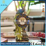 Environmental Protection Peacock Clock Resins Decoration Handicraft Antique Desk Clock thumbnail-1