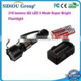 210 Lumens Q5 LED 5 Mode Super Bright Flashlight thumbnail-1
