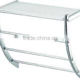 Arc Shaped Metal Hanging Wall Mounted Fog Glass Shelf 4 Towel Rail Bathroom Rack thumbnail-1