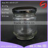 160ml clear glass bee honey jar with cap for storage