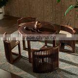 Modern Small Wooden Dining Table Set thumbnail-1