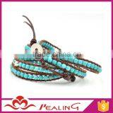 Guangzhou Factory Direct Handmade DIY Turquoise Bead Wholesale Leather Wrap Bracelets thumbnail-4