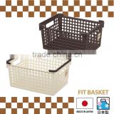 Stacking handy plastic home storage baskets by Japanese manufacturer