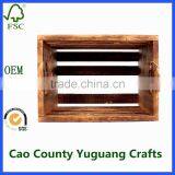 Handmade Classic Wood Crate With Handles Distressed Pine Wood Crates thumbnail-2
