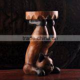 Thailand Style Wood Carved Panda Chair, Panda Shape Design Handcarved Little Chair (BF01-X1173) thumbnail-3