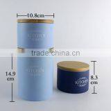 Pasta Utensil Jar Ceramic Tea Sugar Bread Biscuit Coffee Storage Canister With Wood Lid Set thumbnail-2