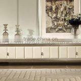 Dining Room White TV Stand Marble Top thumbnail-2