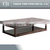 Italian Vintage Ebony Veneer Base With Travertine Top Coffee Table thumbnail-5