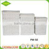 Wholesale Custom High Quality Handmade White Durable Wicker Metal Fabric Laundry Basket thumbnail-5