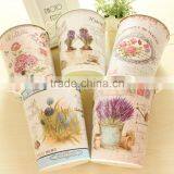 2016 HOT Sale Garden Bucket Tulip Decal Metal Bucket Flower Planter With Handle European Metal Home Decor