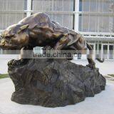 Animal Metal Garden Bronze Black Panther Statue Outdoors