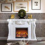 Popular Design Floral and Shell Cultured White Marble Fireplace Surround thumbnail-2