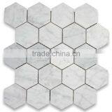 MM-CV250 Economic Modern Home Design Natural Stone White Carrara Marble Hexagon Mosaice Tiles thumbnail-2