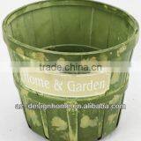 DUSTY GREEN WASH ROUND HOME & GARDEN BAMBOO CHIP BASKET thumbnail-1