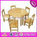 High Quality Kindergarten Table and Chairs Natural Wood Daycare Furniture W08G209-S thumbnail-3