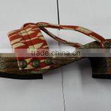 Canvas Strap Beach Flip Flops Wood Grain Eva Slipper GETA thumbnail-2
