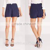 New Style Women Fancy Navy High Waist Pocket Tailored Shorts thumbnail-6