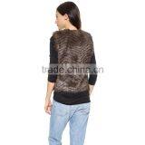 HAODUOYI Women Brown Gradient Oversized Stripe Faux Fur Waistcoat thumbnail-3