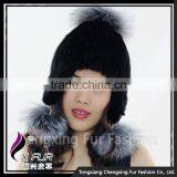 CX-C-42C Lovely Women Genuine Mink Fur Winter Hat Silver Fox Fur Ball thumbnail-5