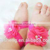 Wholesale Foot Flower Chiffon Accessories Foot Ornaments Baby Photography Shooting Props Baby Pearl Foot Flowers thumbnail-3