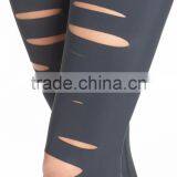 MGOO Custom Design Plain Distressed Yoga Pants Fitted Ripped Airbrush Women Leggings thumbnail-5