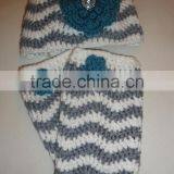 Newborn Toddlers Winter Clothes Floral Pattern Knitted Hats With Leg Warmer Outfits For Baby thumbnail-2