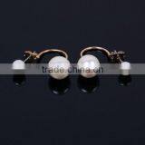 Elegant Lady Pearl Bead Gold Plated Ear Piercing Pin Earrings thumbnail-1