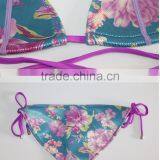 3D Digital Print Sexy Floral Brazilian Micro Halter Custom Bikini thumbnail-4