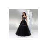 Chic A-line Sweetheart Strapless Floor-length Organza Beading Ruffled Dress for Europe thumbnail-1