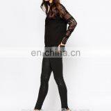 100% Polyester Lace Mock Neck Blouse for Ladies thumbnail-4