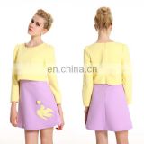 PowerSweet 2014 New Design Hot Sale Popular Neoprene Solid Two Pieces Blouse And Skirt For Autumn