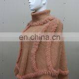 Graceful Wholesale Knitted Choker Pullover For Women Knit Rabbit Fur Shawl Elegant Style Knitting Cape Poncho thumbnail-3