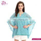 Jaquard Lace Free Size Poncho Cover-up Blouse for Old Lady