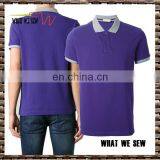 Two Buttons Neck Purple Cotton Mens Golf Polo Shirts Grey Rib Collar Hot Seller 2017 thumbnail-1