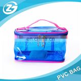 Manufacture Custom Shaped Fashionable Cheap Waterproof Transparent Brand Handle Bulk Multifunction PVC Zipper Makeup Bag
