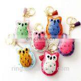New Arrive Cute Girl Bag Pendant Accessory Owl Tassel Leather Keychain Manufacturers thumbnail-1