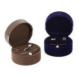 Bespoke Design Ring Necklace Packaging Luxury Round Velvet Jewelry Box With Logo thumbnail-2