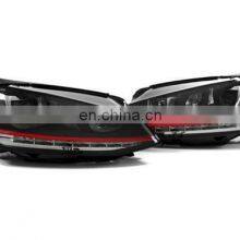 Modified RED LINE PROJECTOR LED BLACK Headlights Double U Angel Eyes Headlights Assembly for VW Golf 7 2014-2017 thumbnail-3