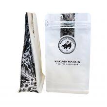 Package 12oz Resealable Box Pouch Coffee Bag With Valve Flat Bottom Zipper Spot UV Matte White Coffee Bag Food Storage Packaging thumbnail-1