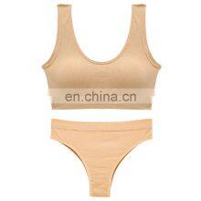 Top Selling New Arrival 2020 Floral Embroidery Slim Halter Suspender Bra Women 2 Pieces Set thumbnail-3