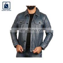 Contrast Matching Unique Design Fashion Designer Men Genuine Leather Jacket Manufacturer thumbnail-2