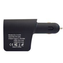 Socket Splitter With 3 USB Car Quick Charging Adapter for IPhone IPad Samsung thumbnail-2