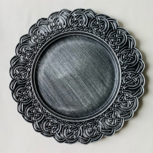 Wholesale Wedding Party Table Decor Antique Gold Colored Round Reusable 13 Inches Plastic Charger Plates thumbnail-2