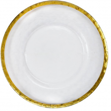 13-inch Clear Glass Round Hammered Charger Plates With Silver Rimmed for Weddings Churches Restaurants and Events thumbnail-4