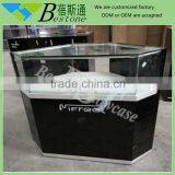 Fashion Wooden Corner Glass Display Cabinet With Soft Led Light Strips