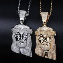 Hip Hop AAA CZ Zircon Stone Paved Bling Iced Out Big JESUS Piece Pendants Necklace for Men Rapper Jewelry Gold Color thumbnail-3