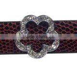 Plum Blossom Flower 18mm Rhinestone Slide Charms Wholesale, Fits 18mm Width Leather Bracelet thumbnail-1